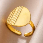 Gold-Plated Stainless Steel Funny Dot Finger Ring - Image 2