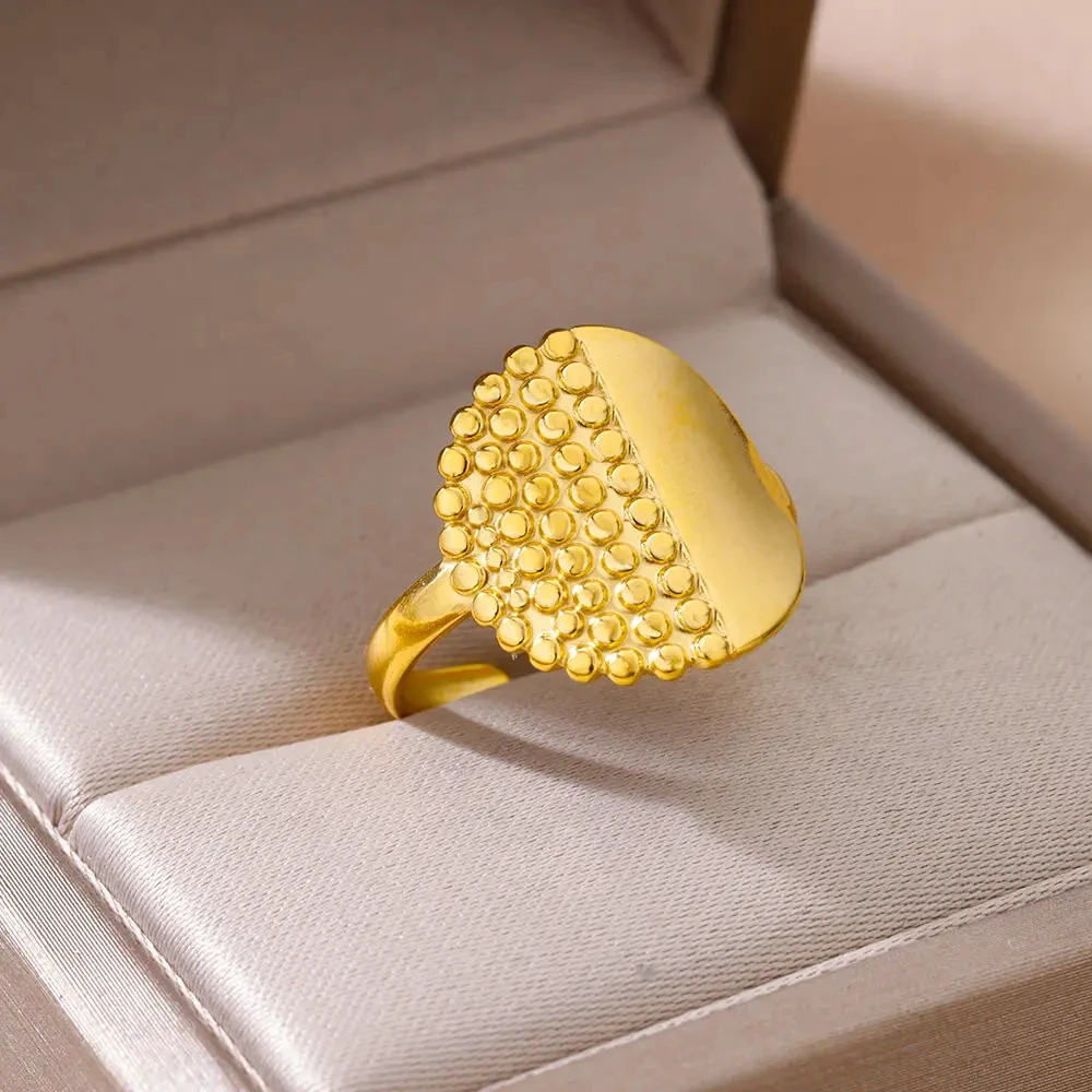 1pc-Stainless-Steel-Funny-Dot-Rings-for-Women-Gold-Plated-Vintage-Opening-Adjustable-Finger-Ring-Wedding Gold-Plated Stainless Steel Funny Dot Finger Ring - Image 1