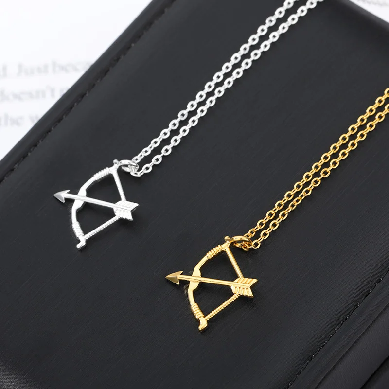 2023-New-Fashion-Bow-and-Arrow-Necklaces-For-Women-Men-Collares-Chain-Stainless-Steel-Archery-Necklace 2024 New Fashion Bow and Arrow Necklace Gift - Image 1