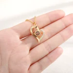Romantic Elegance: Heart Necklace Expressing 'I Love You' in 100 Languages