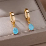 Gift beauty: Gold-Plated Stainless Steel Water Drop Earrings for women - Image 4