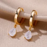 Gift beauty: Gold-Plated Stainless Steel Water Drop Earrings for women - Image 5