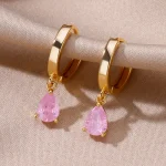 Gift beauty: Gold-Plated Stainless Steel Water Drop Earrings for women - Image 6