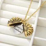 Stainless Steel Sunflower Open Locket Necklace - Image 7