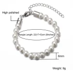 "Pearl perfection: Hip Fashion Boho Bracelet, 8.6 inches of elegance." - Image 2