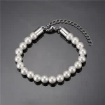 "Pearl perfection: Hip Fashion Boho Bracelet, 8.6 inches of elegance." - Image 4