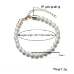 "Pearl perfection: Hip Fashion Boho Bracelet, 8.6 inches of elegance." - Image 6