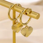 18K Gold Plated Heart Flower Earrings Delight - Image 2