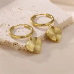 18K Gold Plated Heart Flower Earrings Delight - Image 4