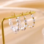 18K Gold Plated Pearl Earrings for Trendsetters - Image 2