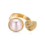 Chic Radiance 18K Gold Plated Pearl Iced Ring