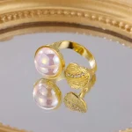 Chic Radiance 18K Gold Plated Pearl Iced Ring - Image 6