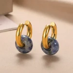 Radiant allure: Opal Round Earrings, a perfect Christmas jewelry gift. - Image 2