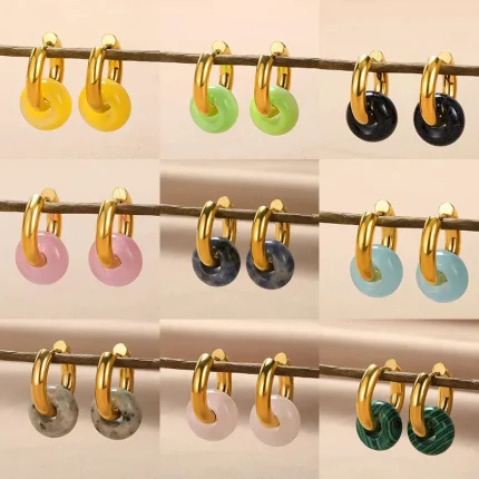 Radiant allure: Opal Round Earrings, a perfect Christmas jewelry gift.