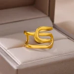Elevate Your Style with the Overlap Double Gold-Plated Ring - Image 2