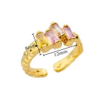 Pink Zircon Square Stainless Steel Rings For Women Gold Plated - Image 6