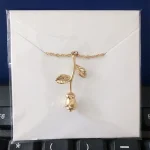 Rose Flower Pendant Necklace Stainless Steel Long Chain Collier Pink Rose Flower Statement Necklace Women Jewelry Valentine Gift - Image 6