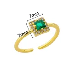 Square Green Zircon Stainless Steel Rings for Women Girls Gold Plated Luxury Vintage - Image 6