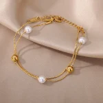 Double the charm Fashion Geometric Pearl Bracelet, a bijoux beauty - Image 2