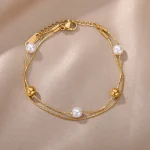 Double the charm Fashion Geometric Pearl Bracelet, a bijoux beauty