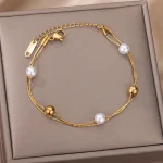 Double the charm Fashion Geometric Pearl Bracelet, a bijoux beauty - Image 3