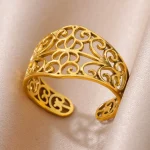 Minimalist Beauty: Gold-Plated Hollow Vine Finger Ring, Wedding Jewelry - Image 2