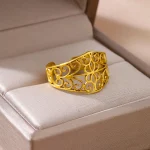 Minimalist Beauty: Gold-Plated Hollow Vine Finger Ring, Wedding Jewelry
