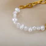 Stainless Steel Simulated Pearl Bracelets For Women Sweet Design Plating Chain White Beads Bracelet Girl Wholesale - Image 4