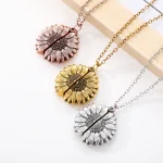 Stainless Steel Sunflower Open Locket Necklace