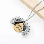 Stainless Steel Sunflower Open Locket Necklace - Image 4
