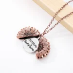 Stainless Steel Sunflower Open Locket Necklace - Image 5