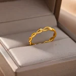 Vintage Twist Stainless Steel Ring with Staggered Lines - Image 5