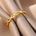 Vintage Twist Stainless Steel Ring with Staggered Lines - Image 6