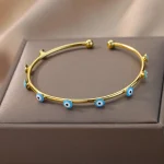 Chic and unique: Zircon Evil Eye Bracelet, vintage gold beauty. - Image 2