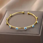 Chic and unique: Zircon Evil Eye Bracelet, vintage gold beauty. - Image 3