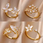 Leaf Shape Rings - Aesthetic Stainless Steel Rings for Women