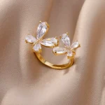 Leaf Shape Rings - Aesthetic Stainless Steel Rings for Women - Image 3